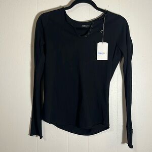 Zadig & Voltaire Black Tunisien ML Strass Skull Henley T Shirt Long Sleeve XS